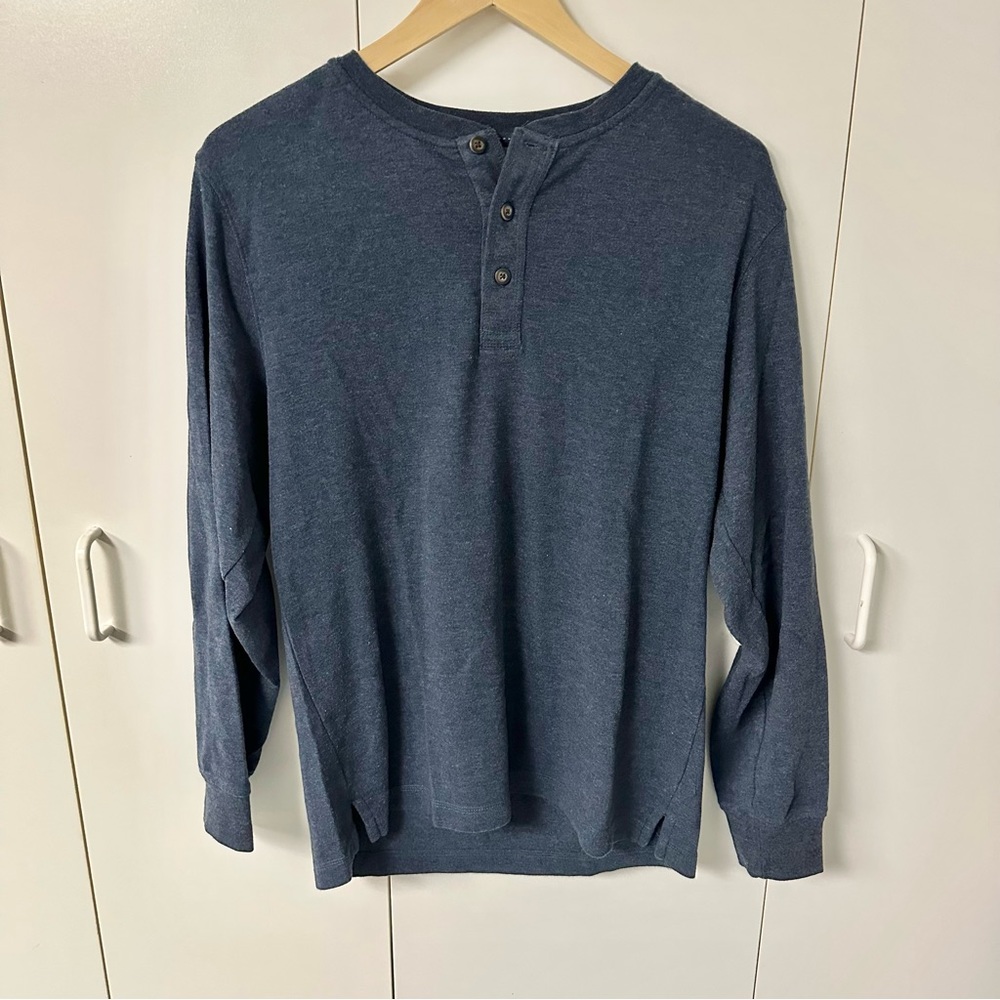 Arrow long sleeve Henley in blue